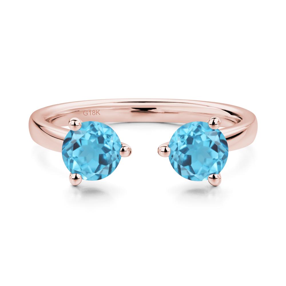 Swiss Blue Topaz Open Toi Et Moi Ring | LUO Jewelry #metal_18k rose gold