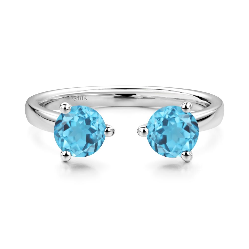 Swiss Blue Topaz Open Toi Et Moi Ring | LUO Jewelry #metal_18k white gold