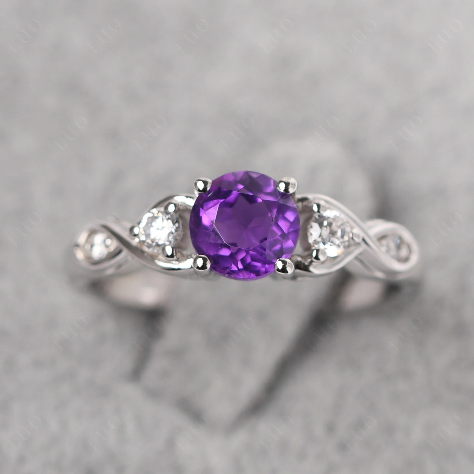 Amethyst Twisted Ring - LUO Jewelry