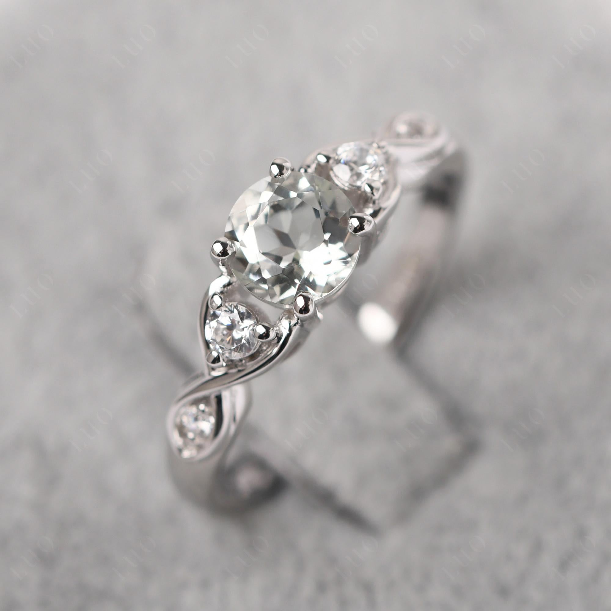 Green Amethyst Twisted Ring - LUO Jewelry