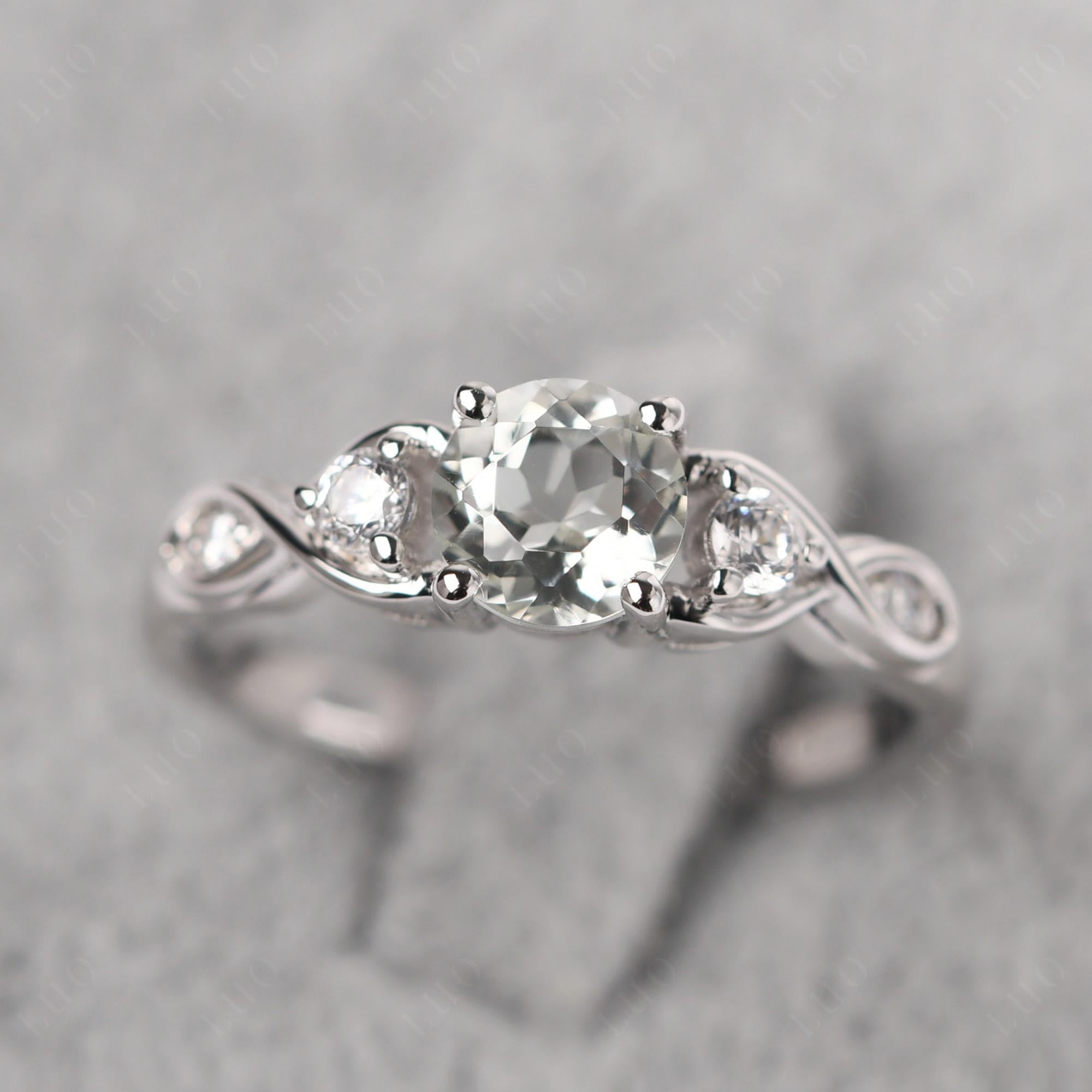 Green Amethyst Twisted Ring - LUO Jewelry