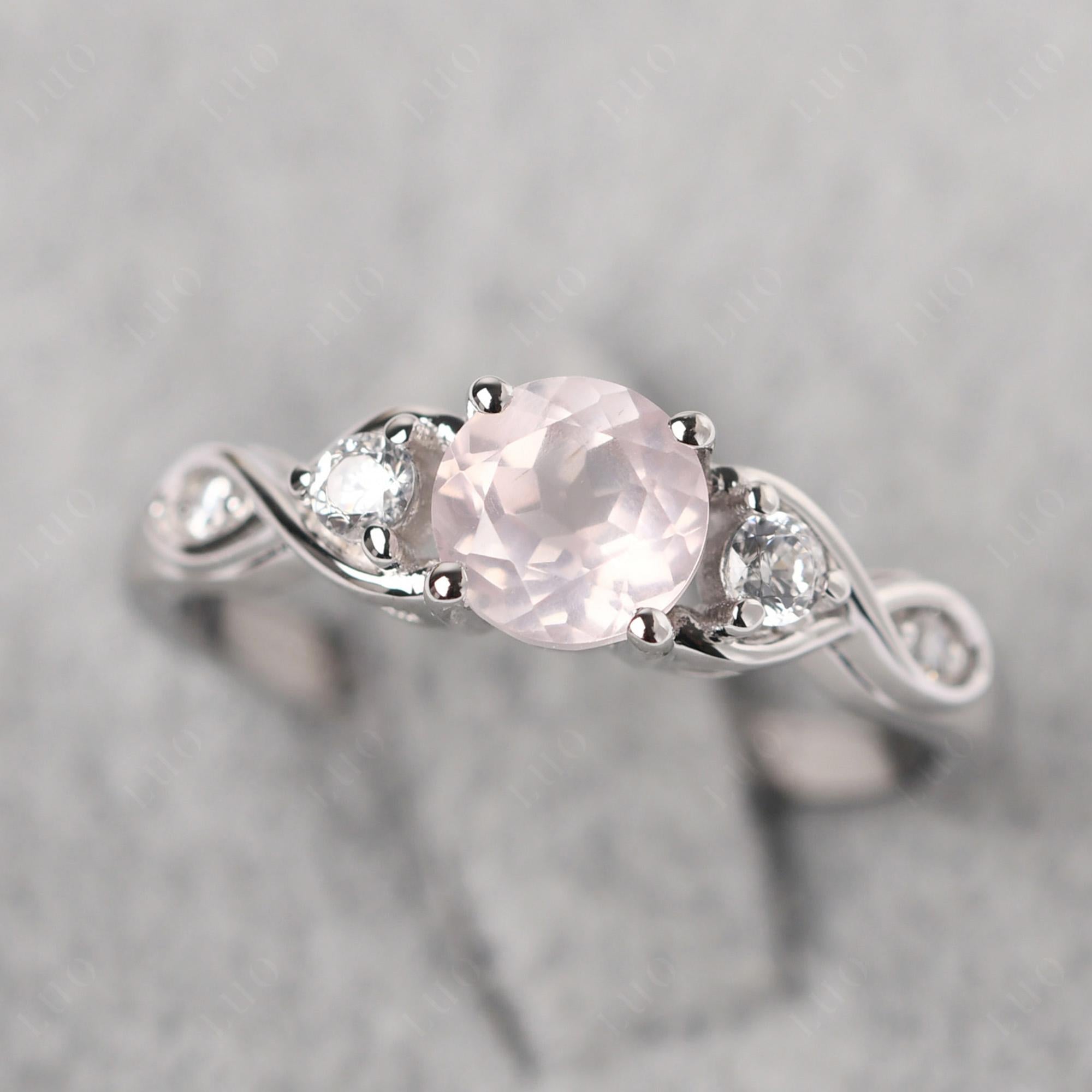 Rose Quartz Twisted Ring - LUO Jewelry