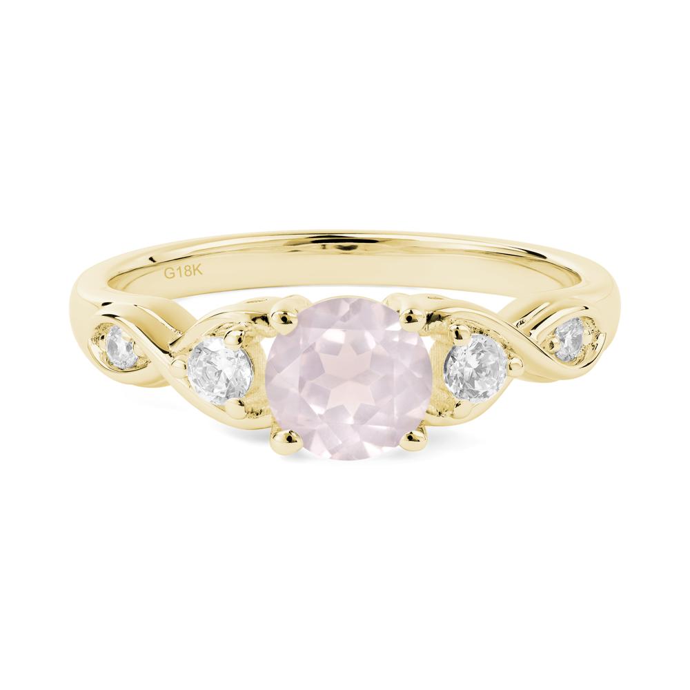 Rose Quartz Twisted Ring - LUO Jewelry #metal_18k yellow gold