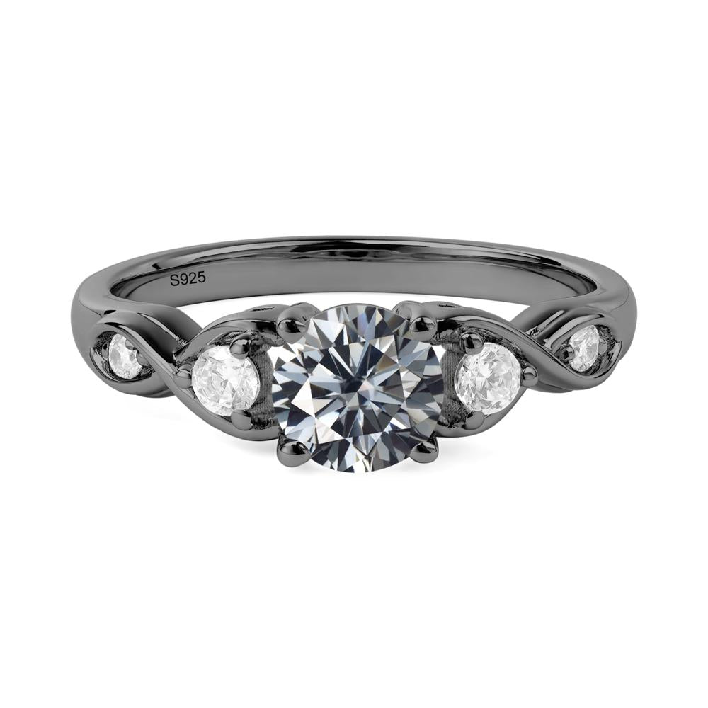 Grey Moissanite Twisted Ring - LUO Jewelry #metal_black finish sterling silver
