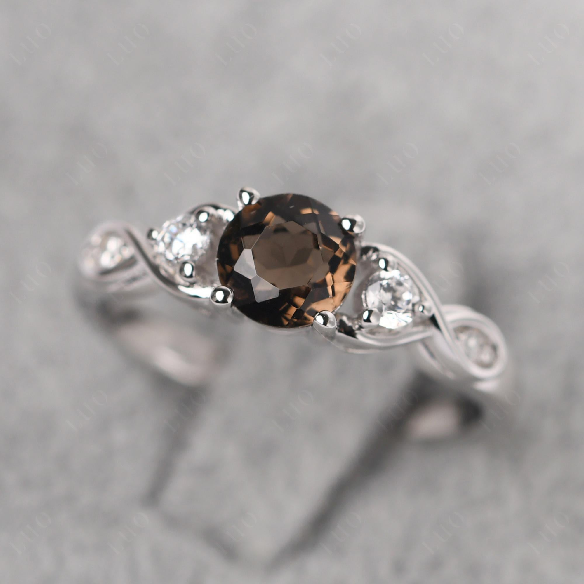Smoky Quartz Twisted Ring - LUO Jewelry