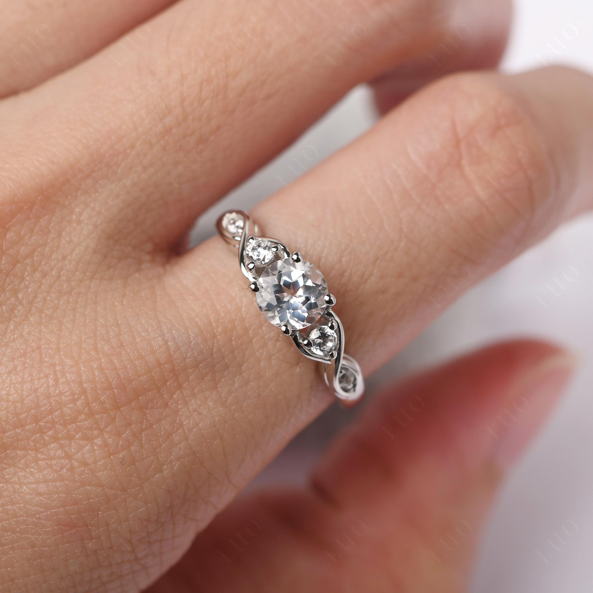 White Topaz Twisted Ring - LUO Jewelry