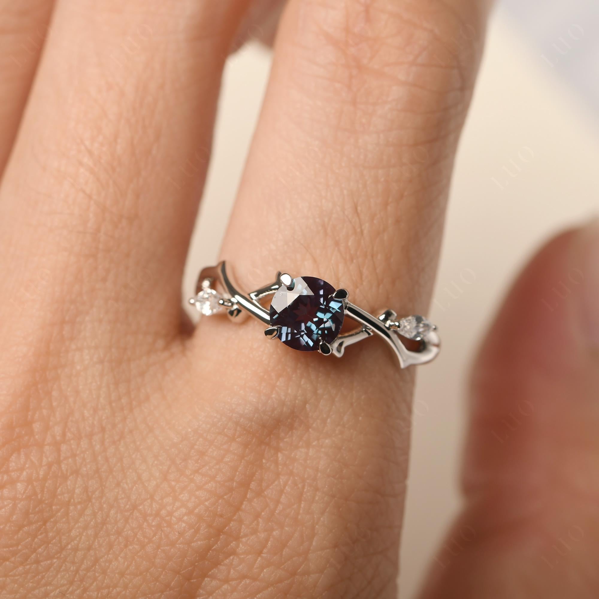 Alexandrite Twig Engagement Ring - LUO Jewelry