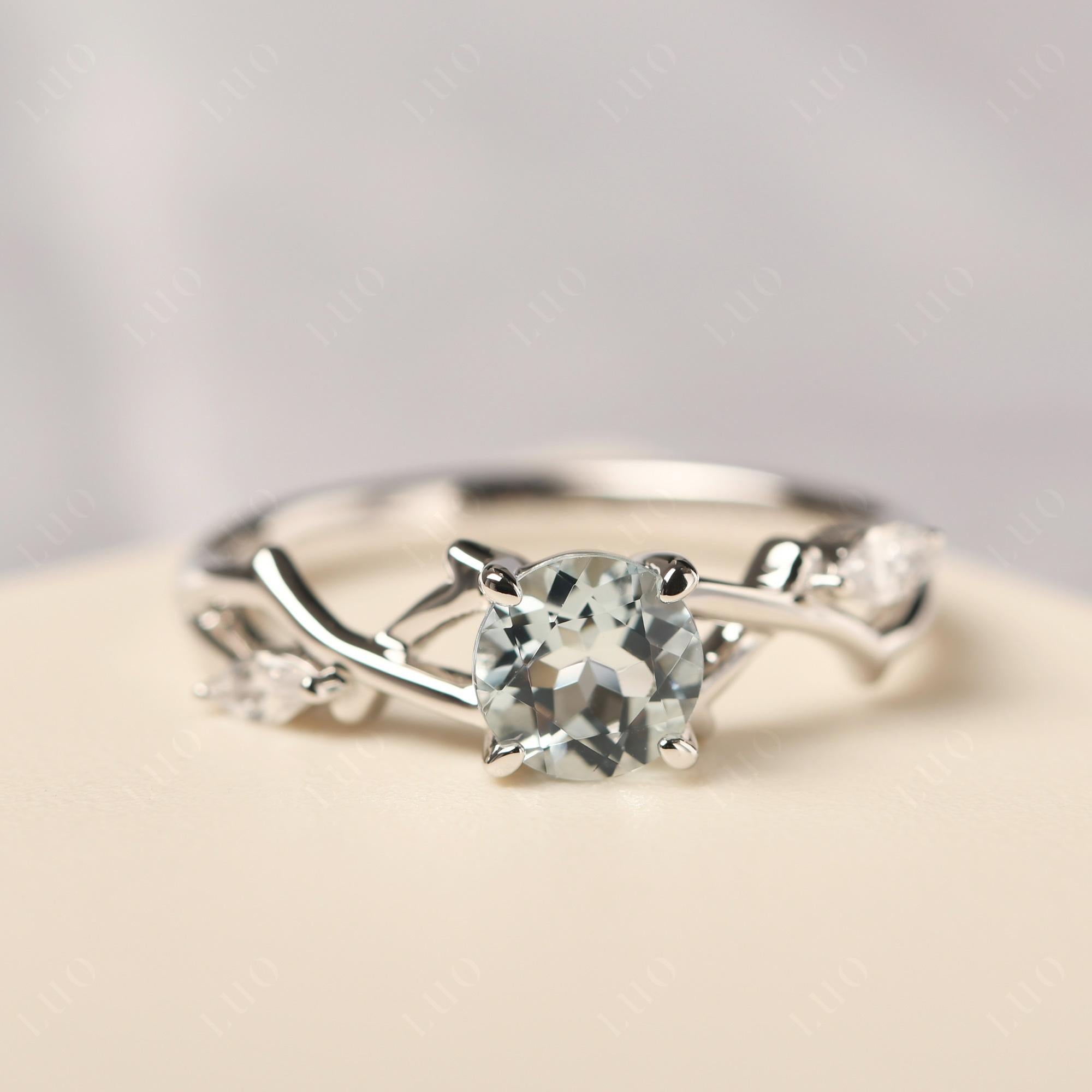 Aquamarine Twig Engagement Ring - LUO Jewelry