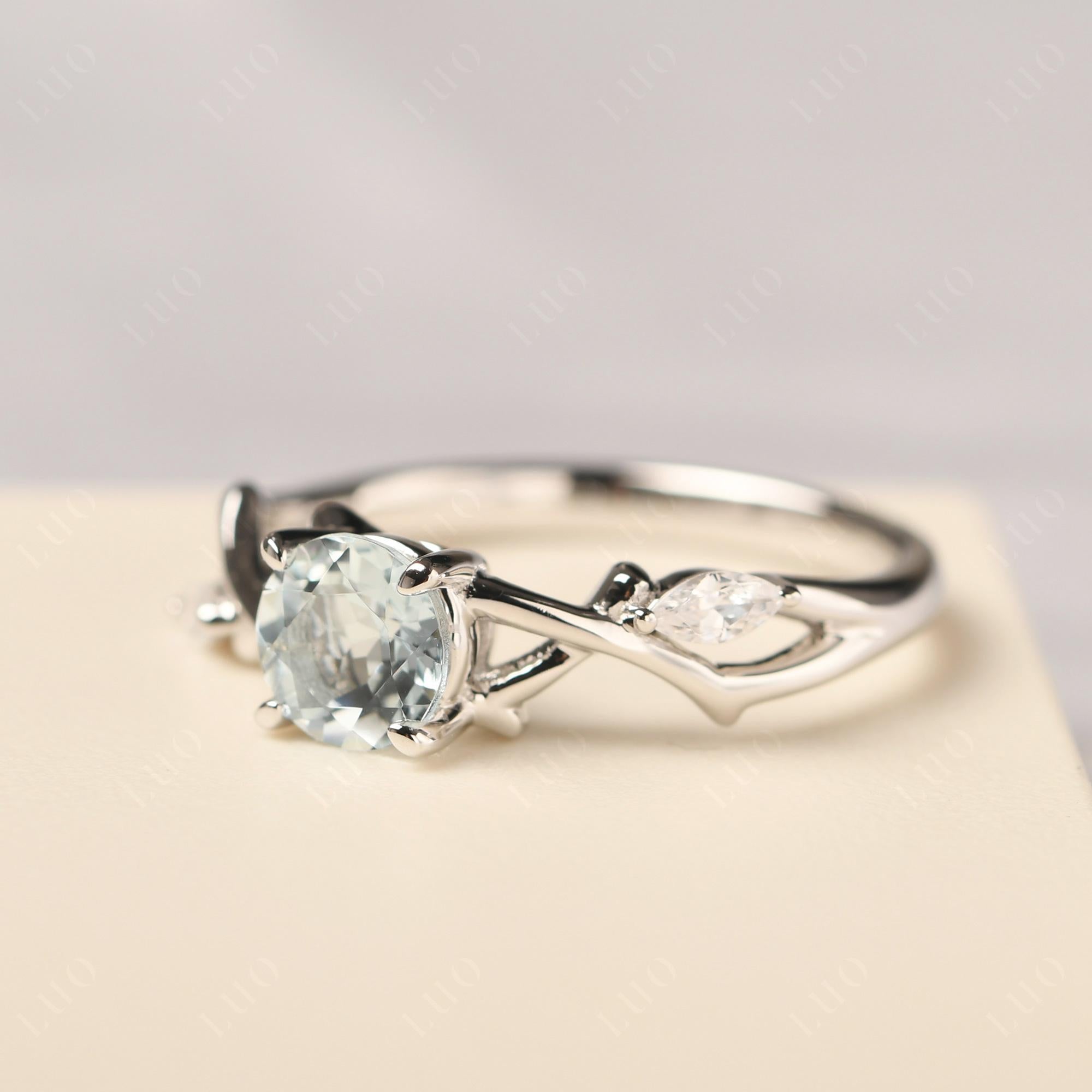 Aquamarine Twig Engagement Ring - LUO Jewelry