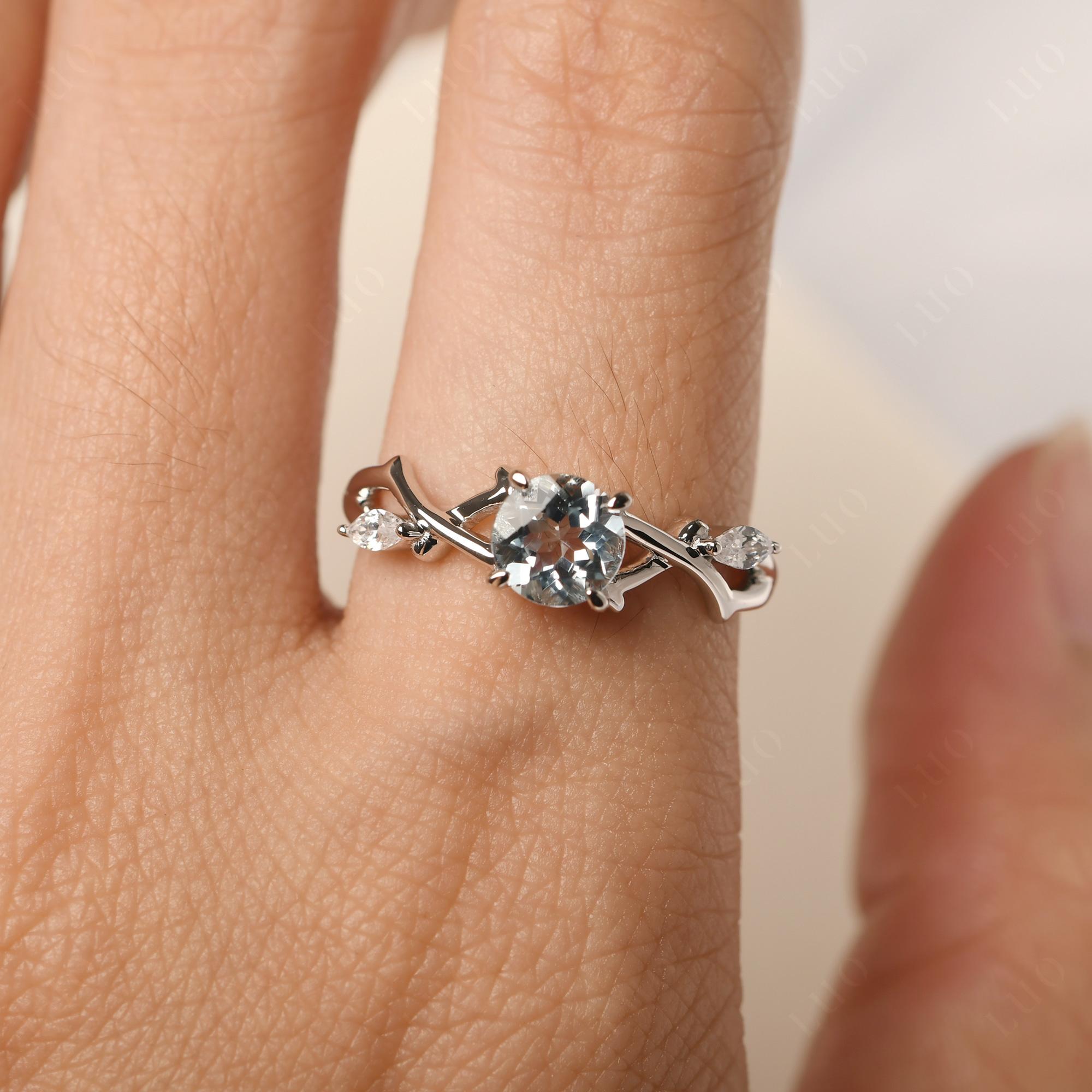 Aquamarine Twig Engagement Ring - LUO Jewelry