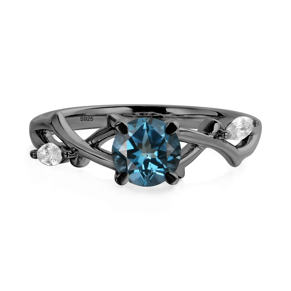 London Blue Topaz Twig Promise Ring - LUO Jewelry #metal_black finish sterling silver