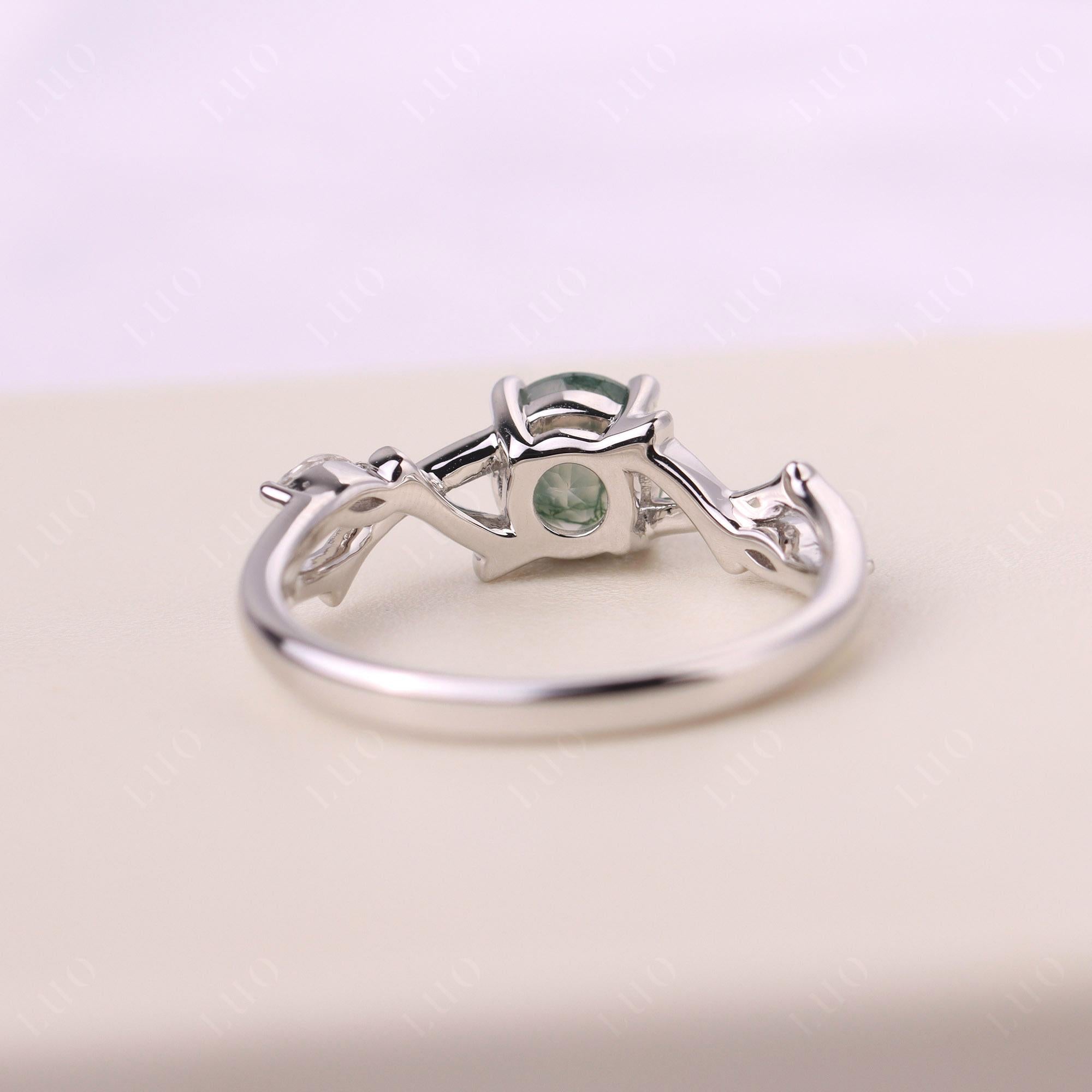 Moss Agate Twig Engagement Ring - LUO Jewelry