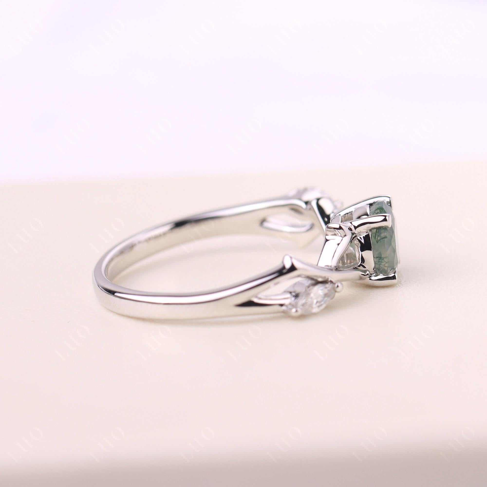 Moss Agate Twig Engagement Ring - LUO Jewelry