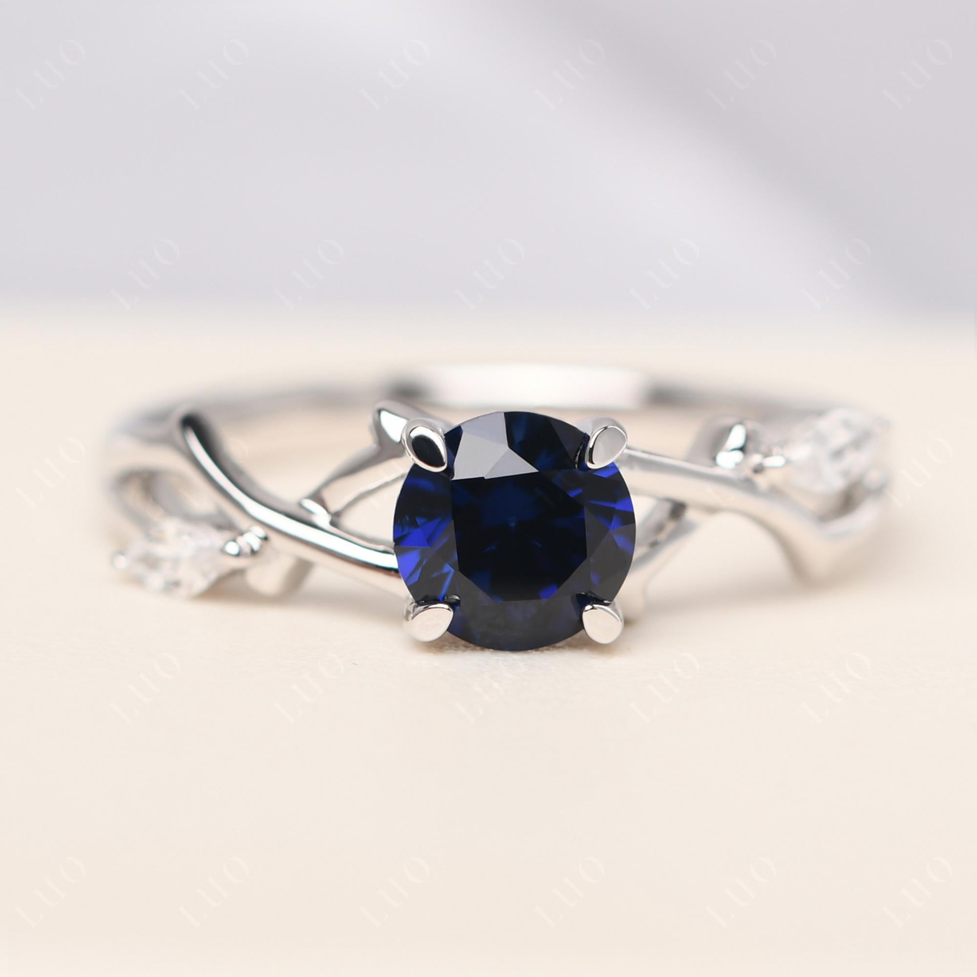 Sapphire Twig Engagement Ring - LUO Jewelry
