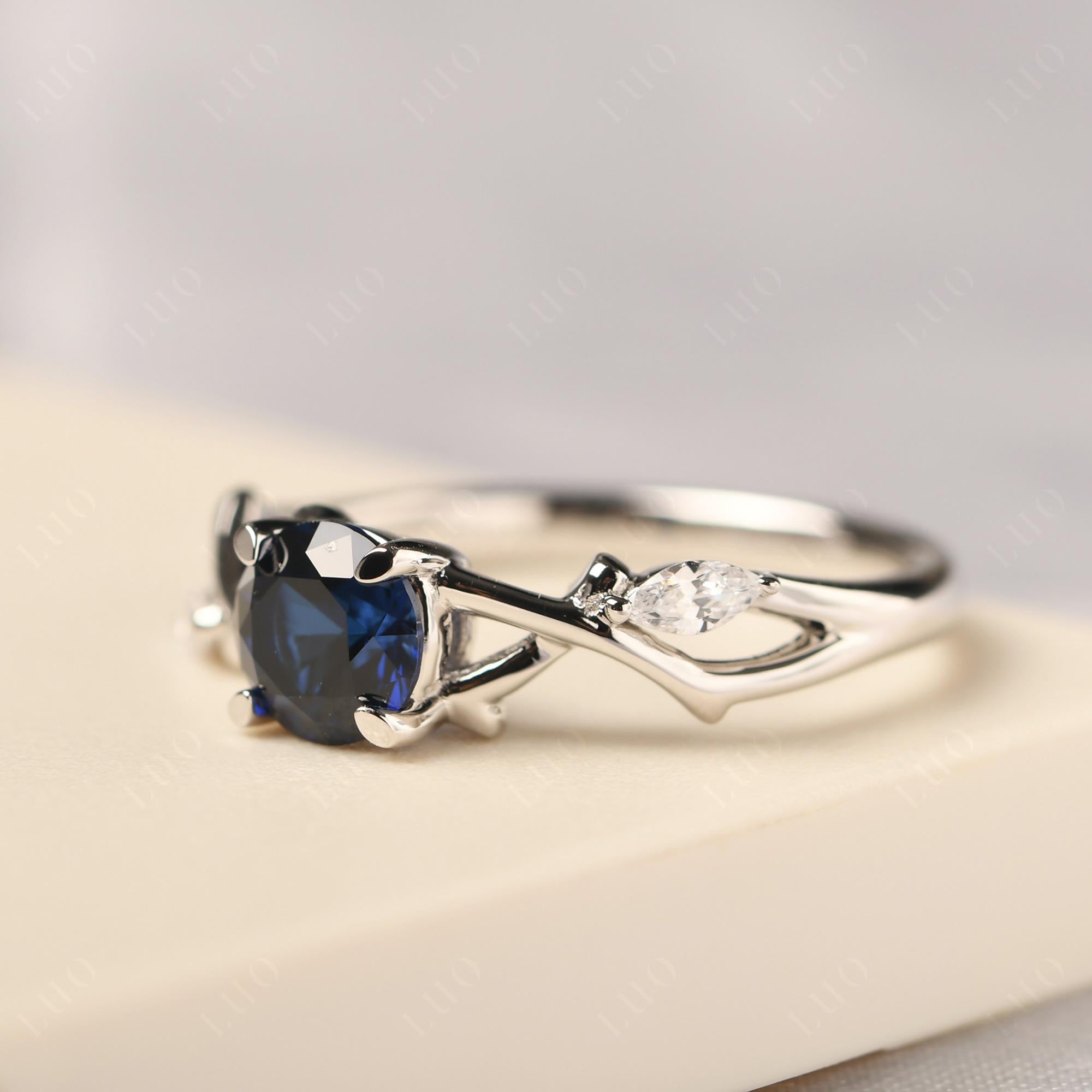 Sapphire Twig Engagement Ring - LUO Jewelry