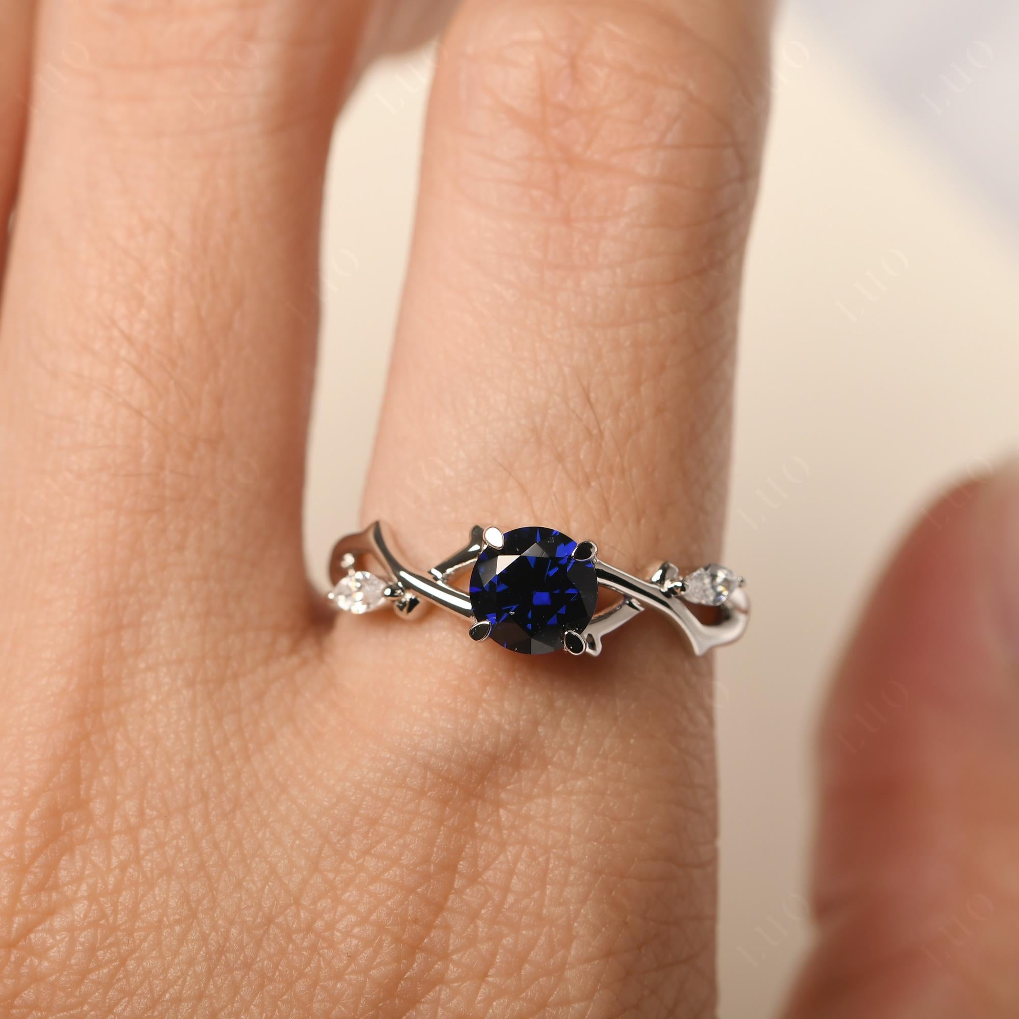 Sapphire Twig Engagement Ring - LUO Jewelry