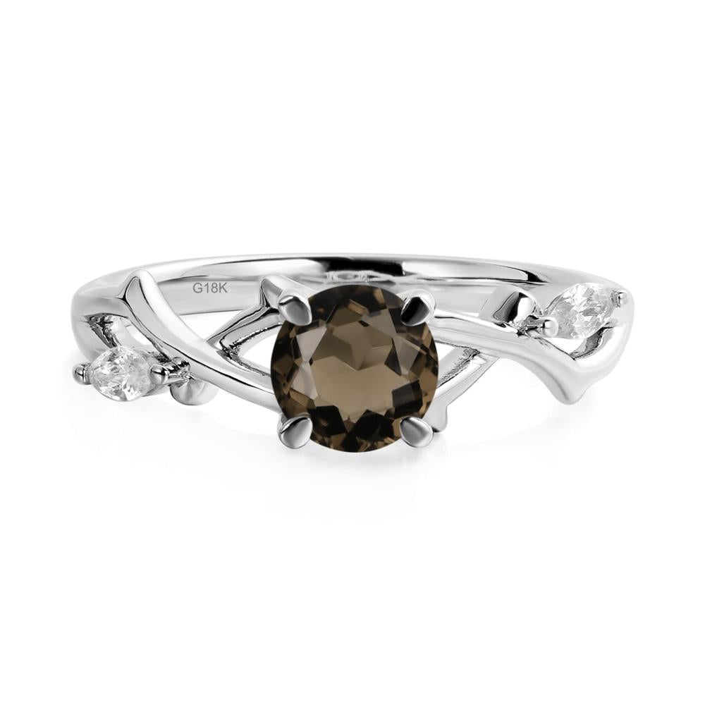 Smoky Quartz Twig Promise Ring - LUO Jewelry #metal_18k white gold
