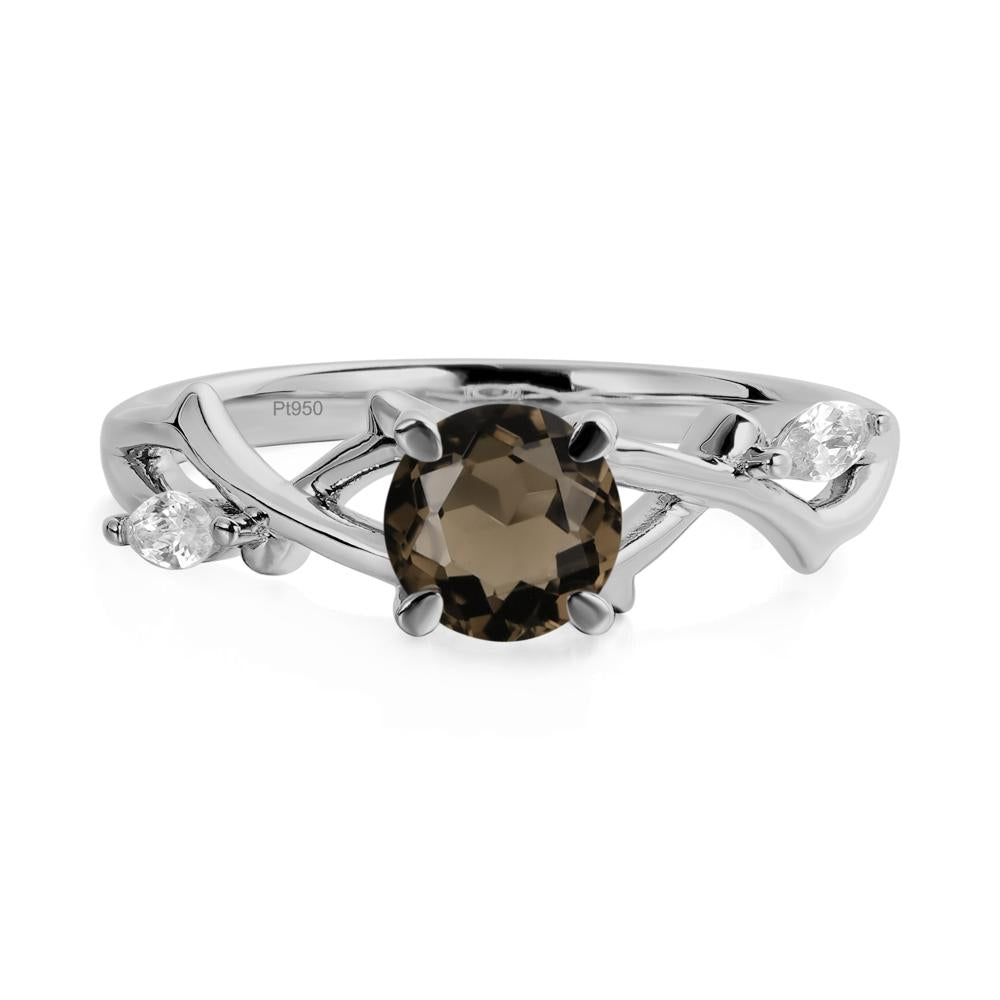 Smoky Quartz Twig Promise Ring - LUO Jewelry #metal_platinum
