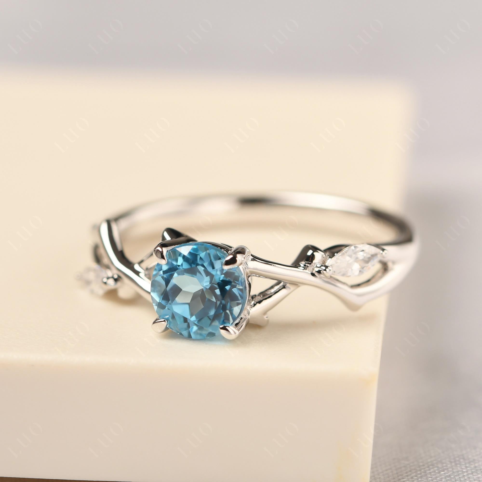 Swiss Blue Topaz Twig Engagement Ring - LUO Jewelry