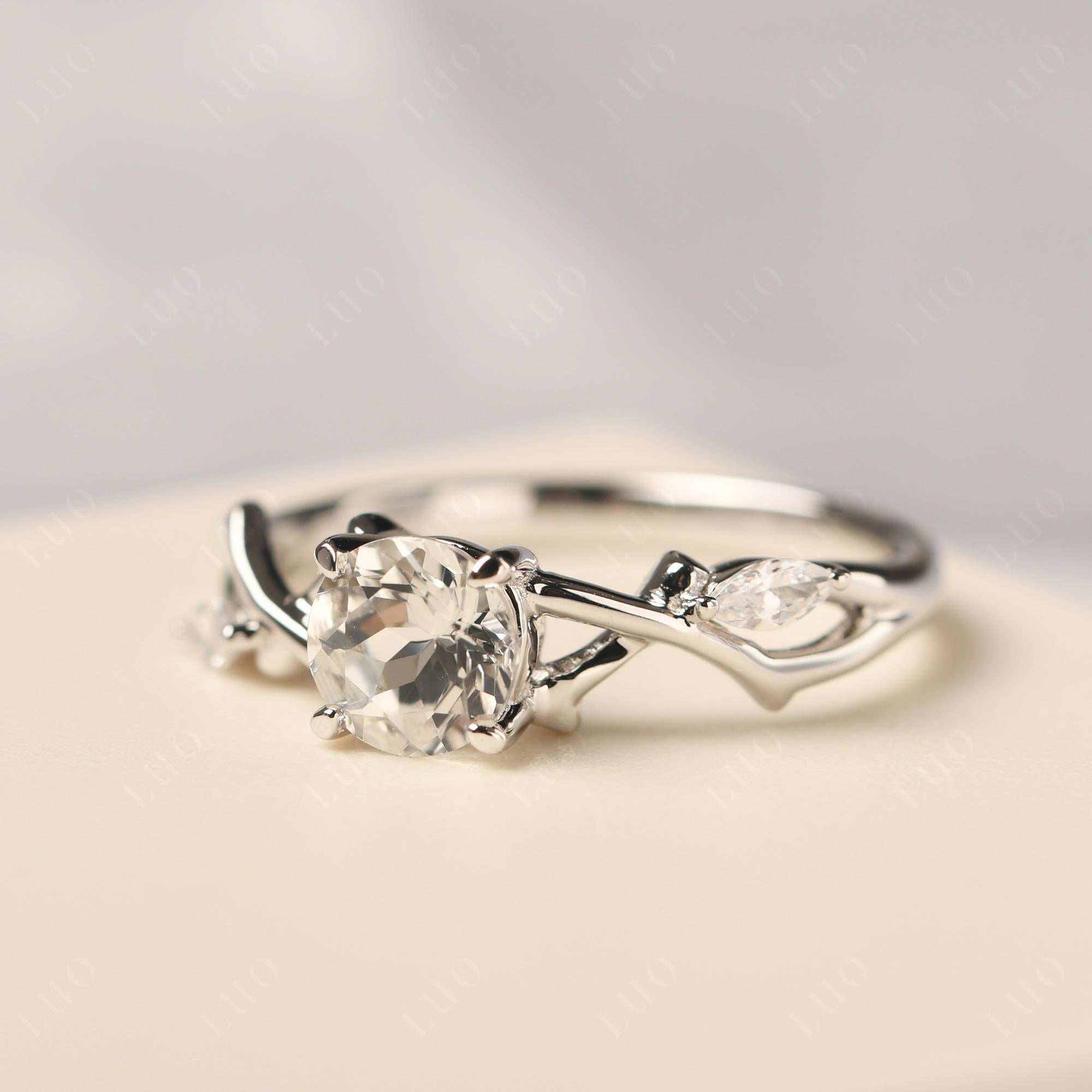 White Topaz Twig Promise Ring - LUO Jewelry