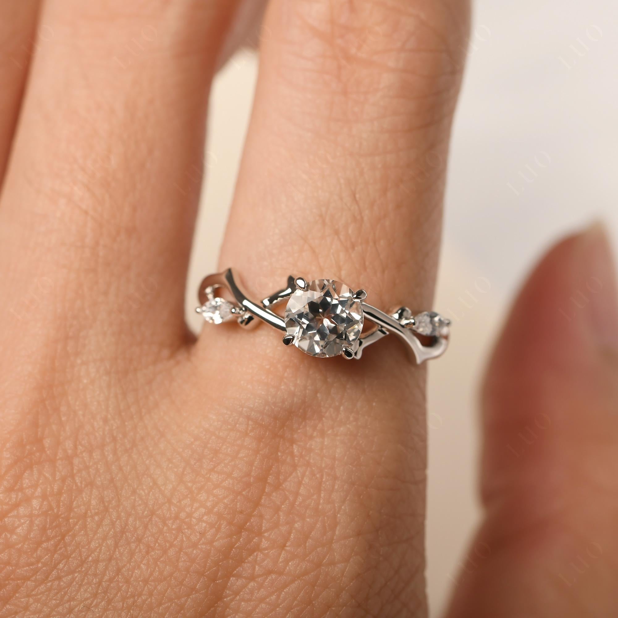 White Topaz Twig Promise Ring - LUO Jewelry