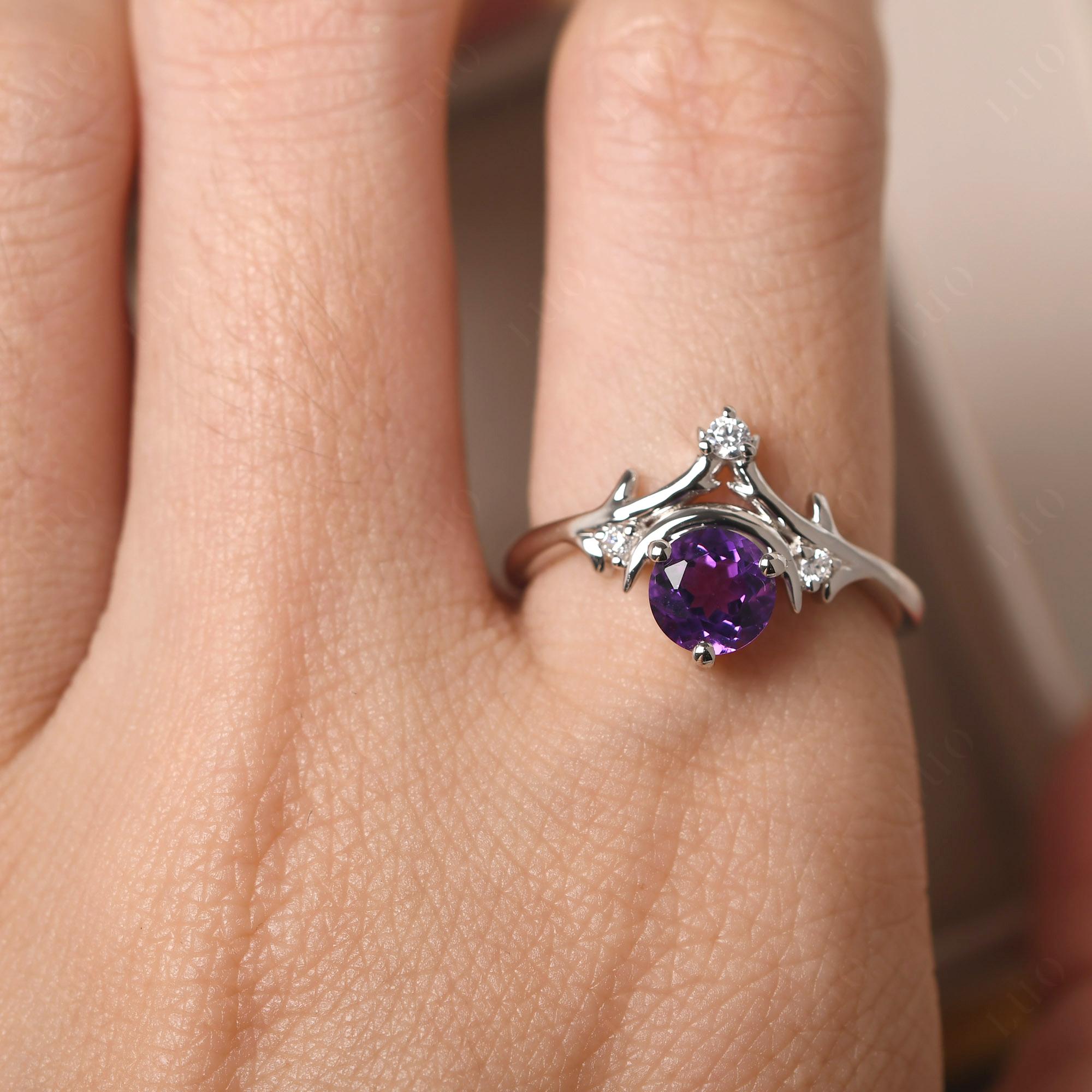 Amethyst Ring with Moon and Star - LUO Jewelry