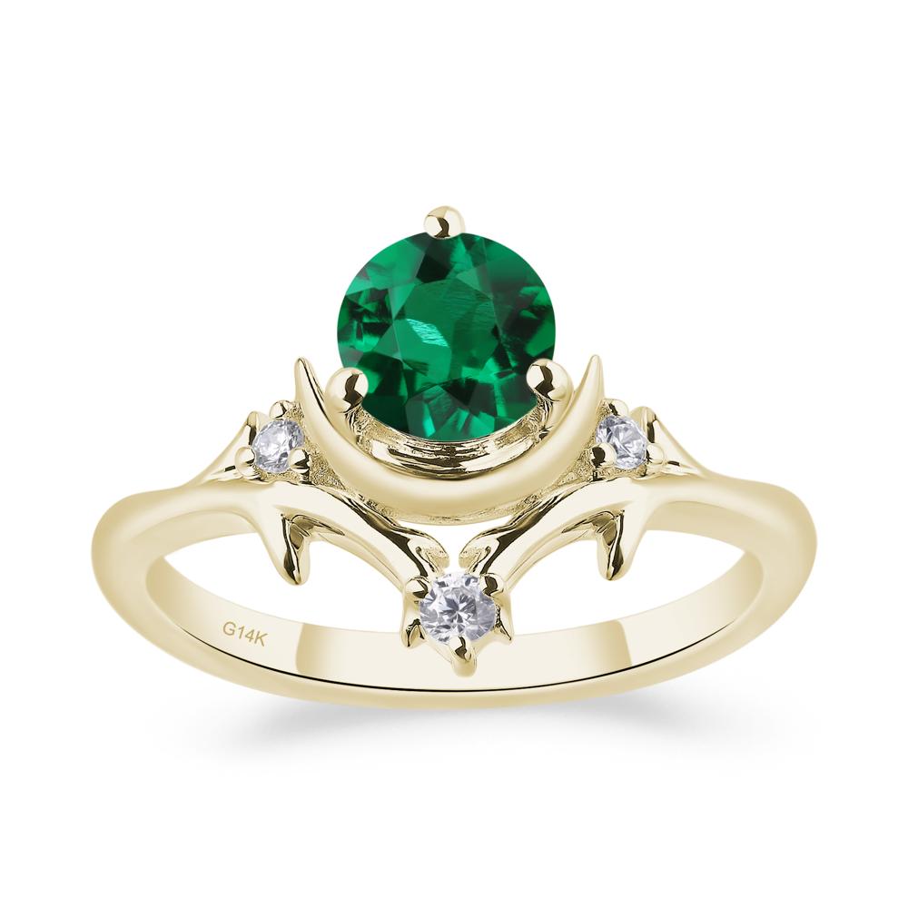 Emerald Moon and Star Ring - LUO Jewelry #metal_14k yellow gold