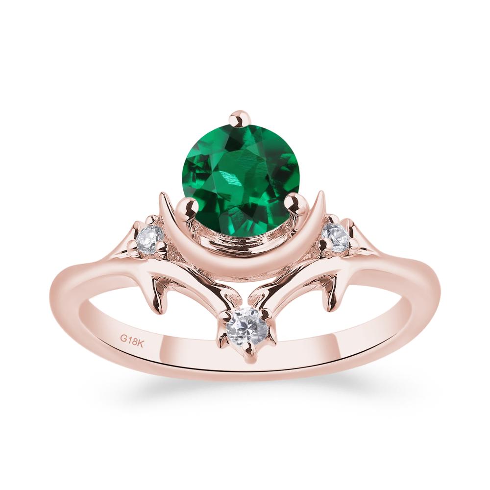 Emerald Moon and Star Ring - LUO Jewelry #metal_18k rose gold