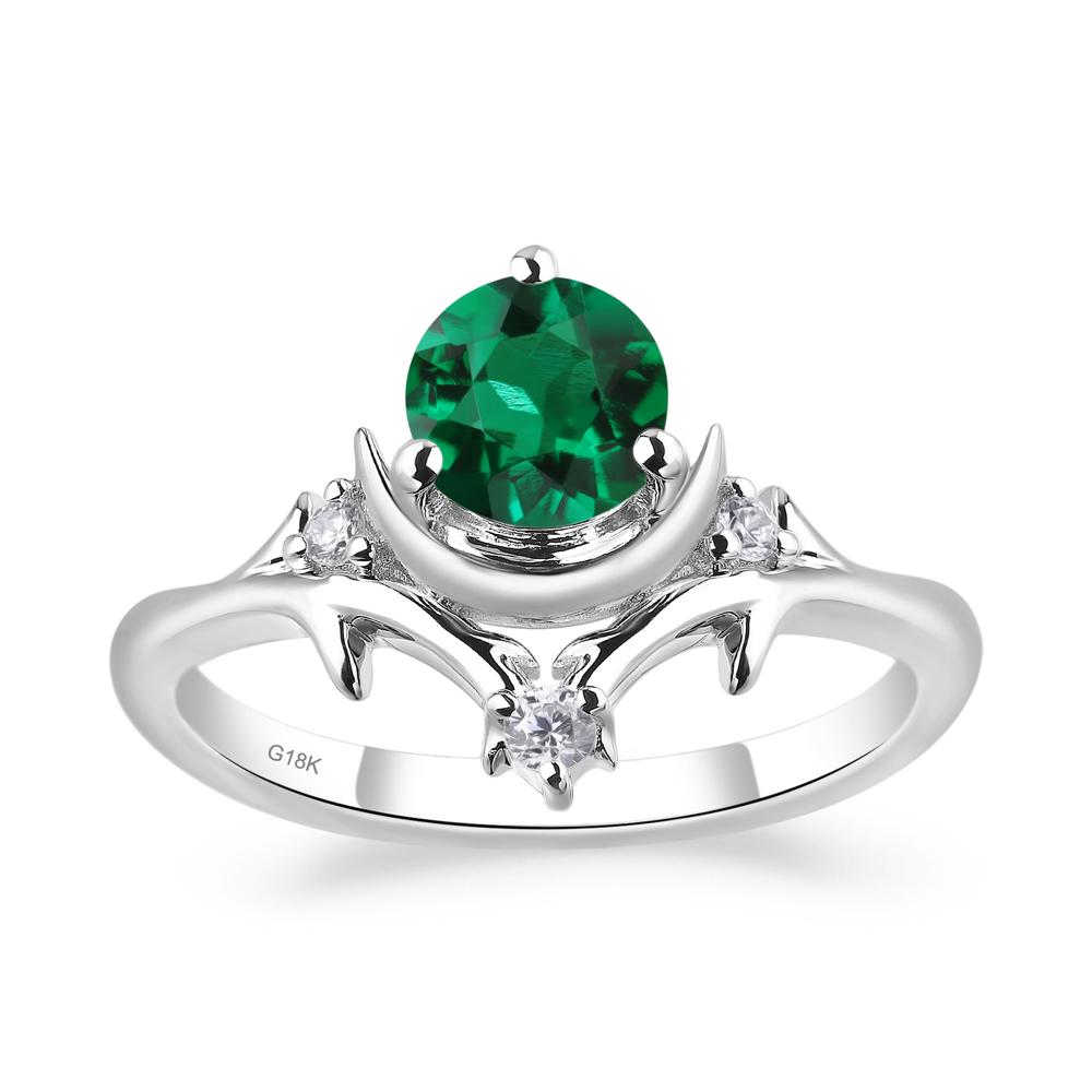 Emerald Moon and Star Ring - LUO Jewelry #metal_18k white gold