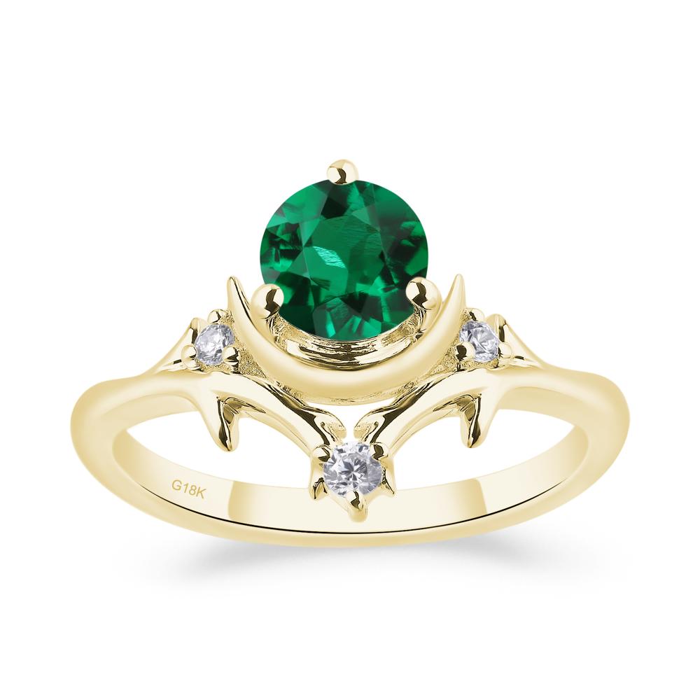 Emerald Moon and Star Ring - LUO Jewelry #metal_18k yellow gold