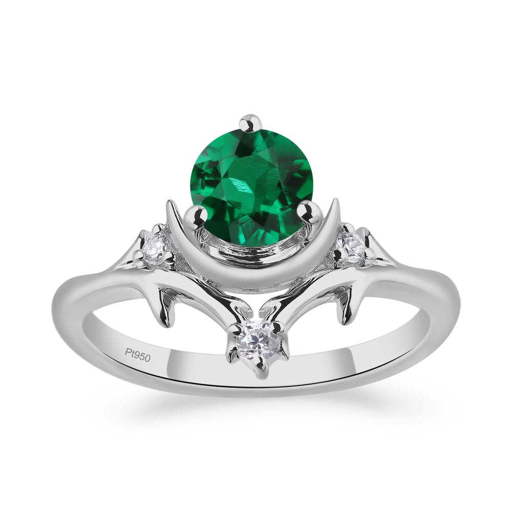 Emerald Moon and Star Ring - LUO Jewelry #metal_platinum
