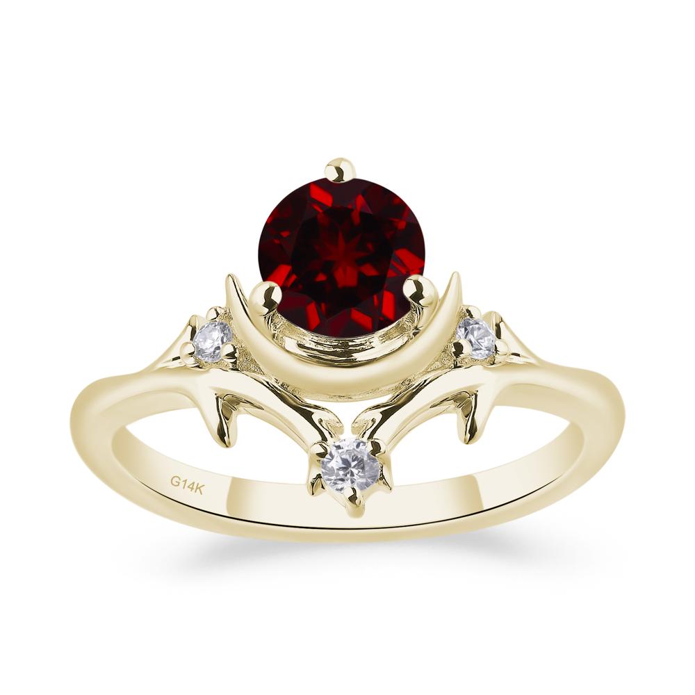 Garnet Ring with Moon and Star - LUO Jewelry #metal_14k yellow gold