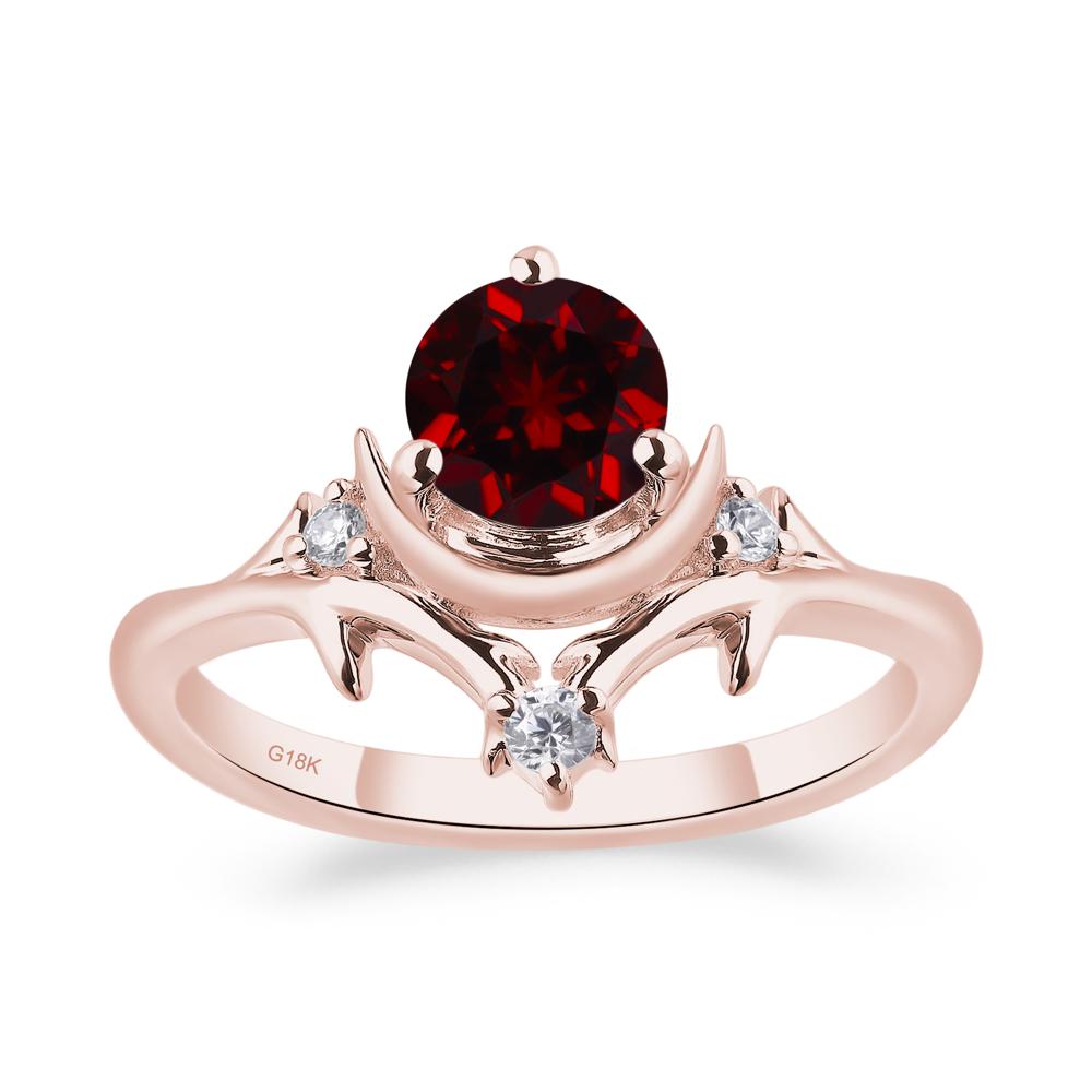 Garnet Ring with Moon and Star - LUO Jewelry #metal_18k rose gold