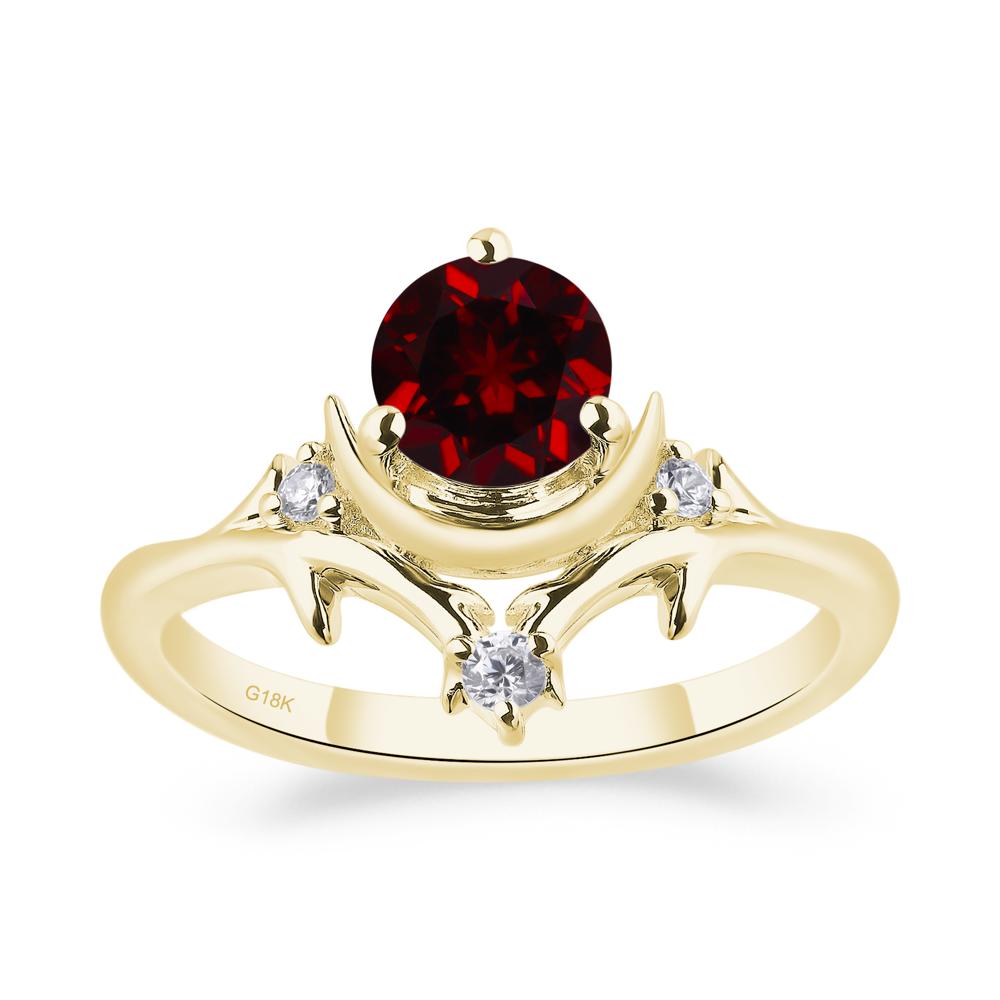 Garnet Ring with Moon and Star - LUO Jewelry #metal_18k yellow gold