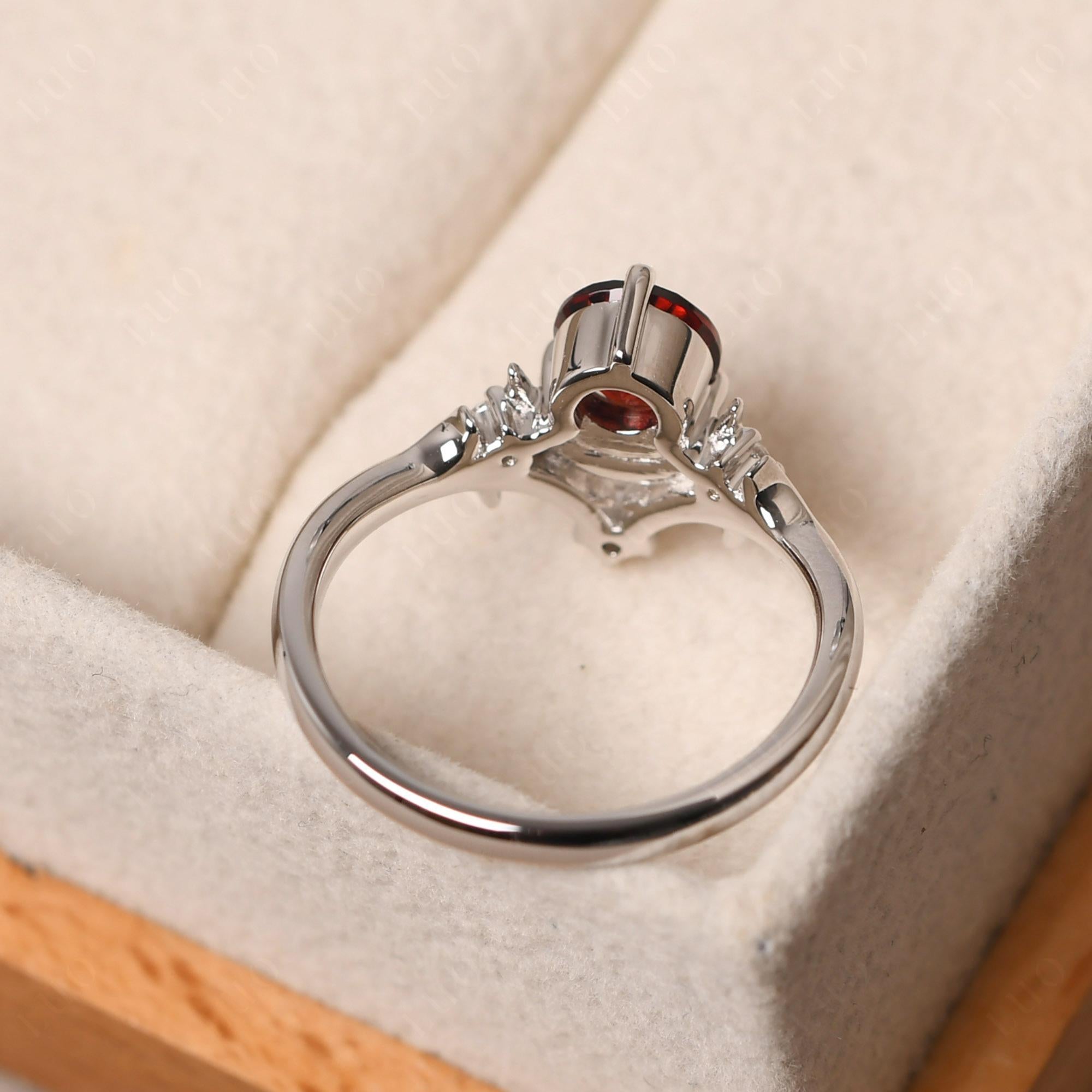 Garnet Ring with Moon and Star - LUO Jewelry