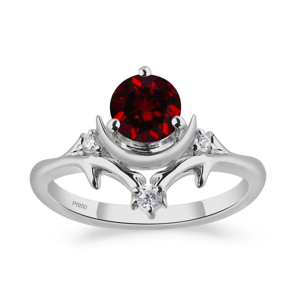 Garnet Ring with Moon and Star - LUO Jewelry #metal_platinum