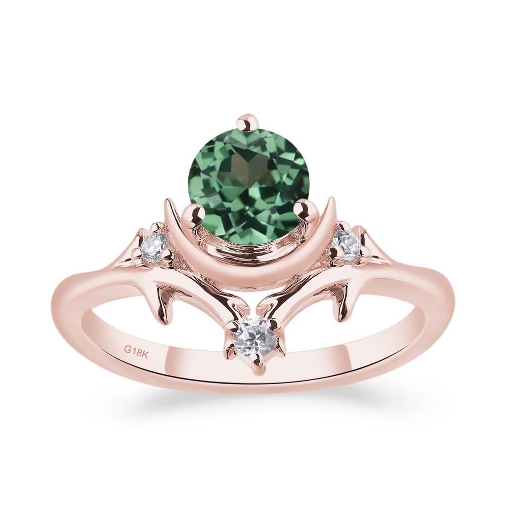 Green Sapphire Star and Moon Engagement Ring - LUO Jewelry #metal_18k rose gold