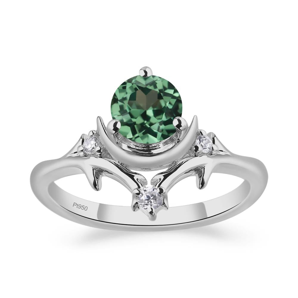 Green Sapphire Star and Moon Engagement Ring - LUO Jewelry #metal_platinum