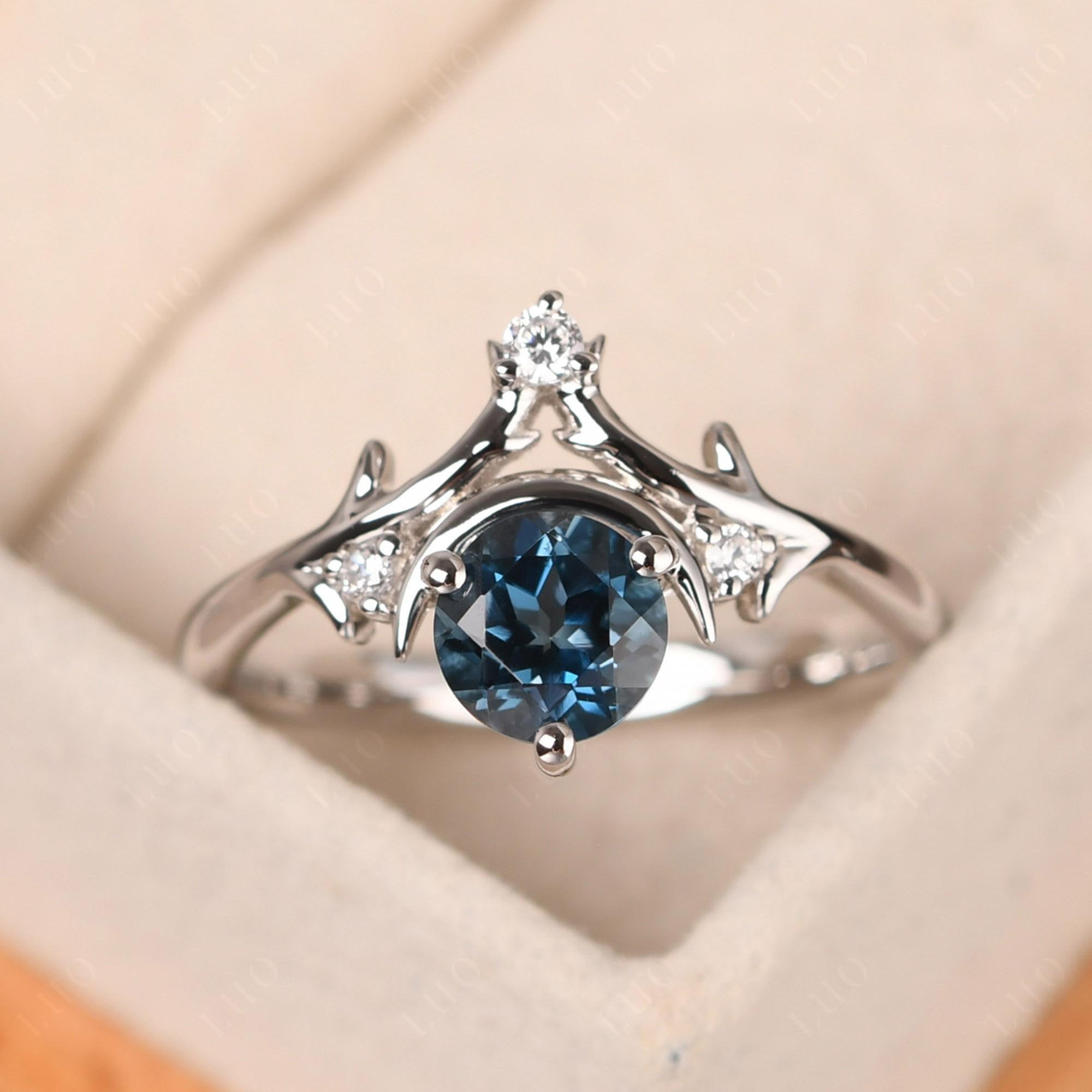 London Blue Topaz Moon and Star Ring - LUO Jewelry