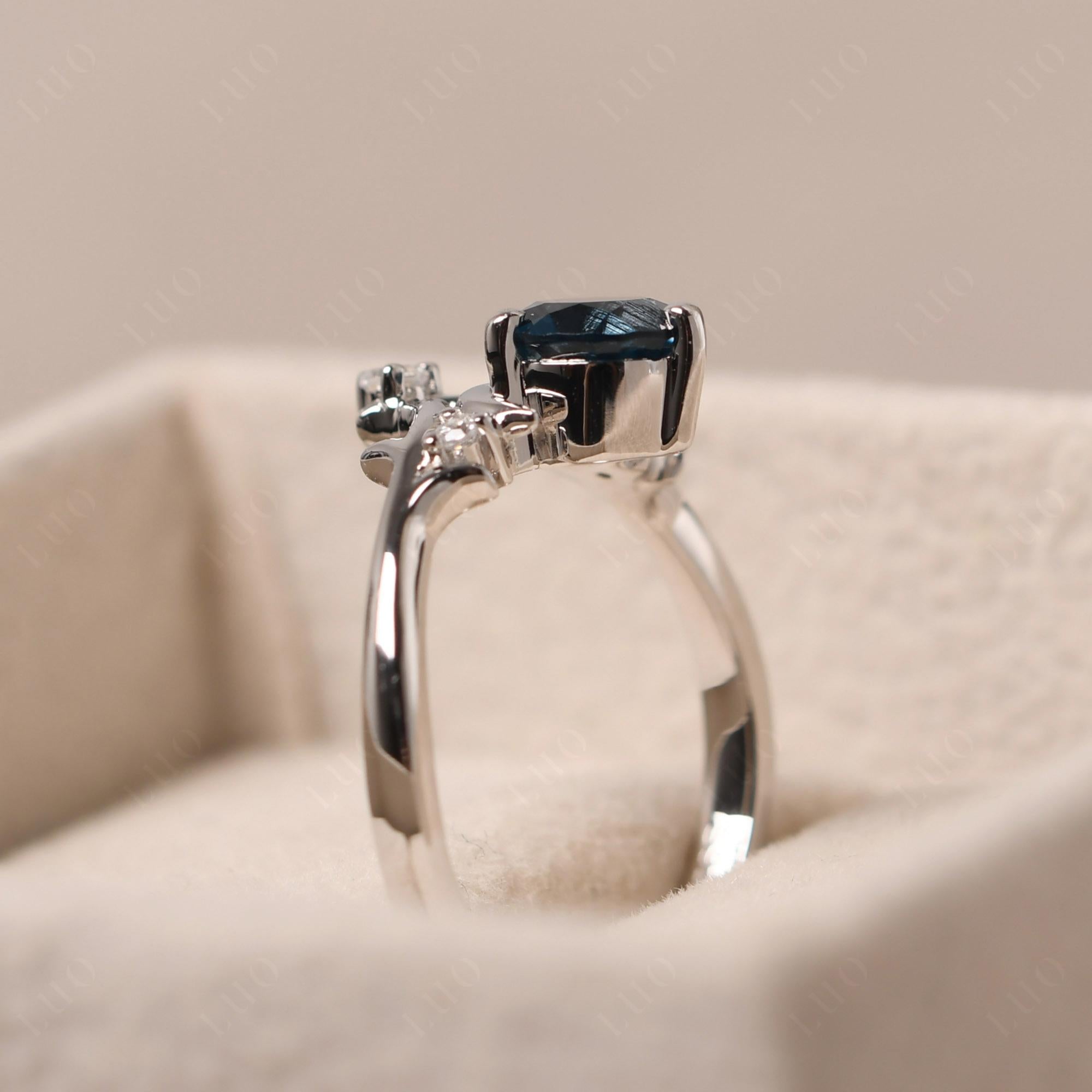 London Blue Topaz Moon and Star Ring - LUO Jewelry