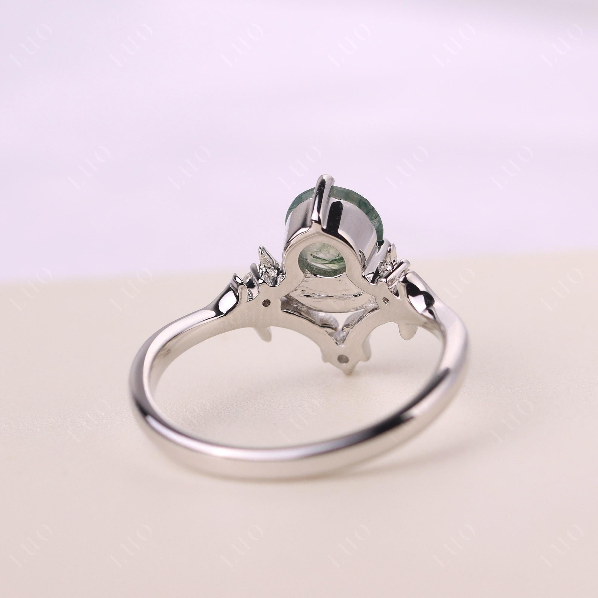 Moss Agate Ring with Moon and Star - LUO Jewelry