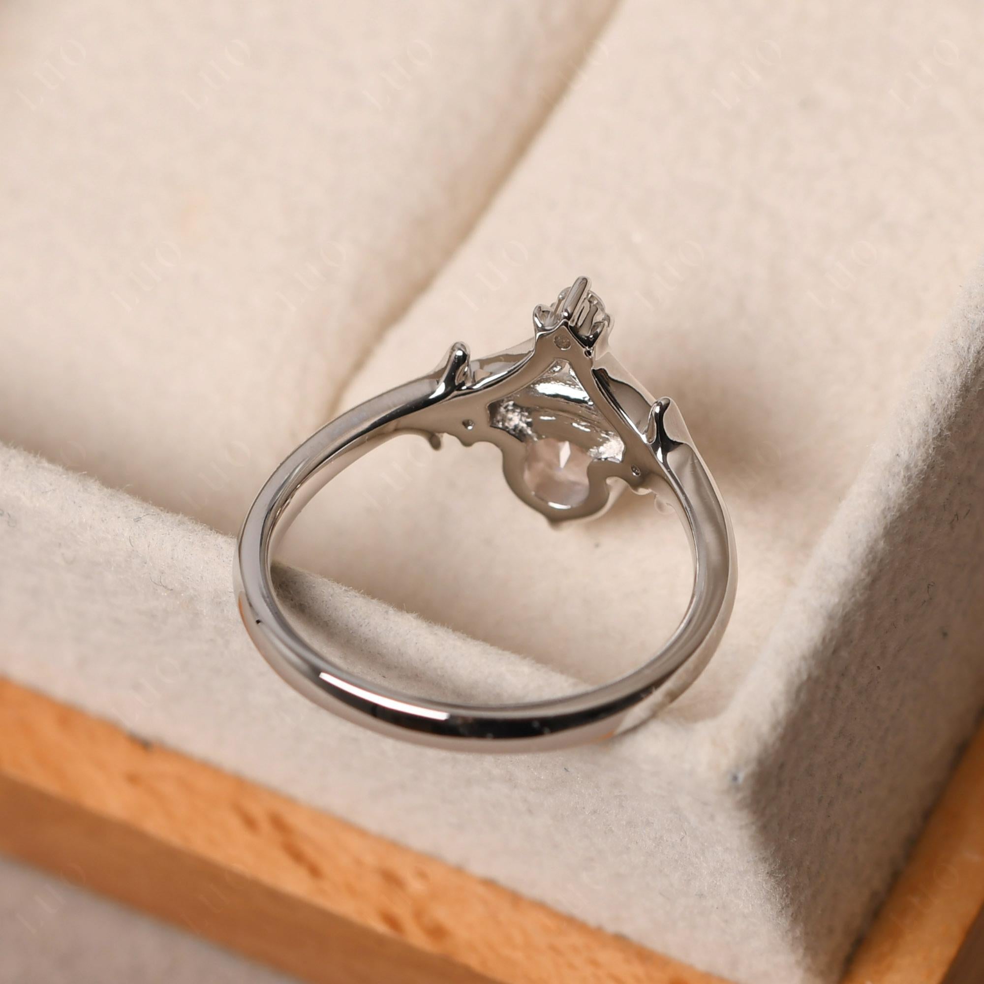 Morganite Crescent Moon and Star Ring - LUO Jewelry