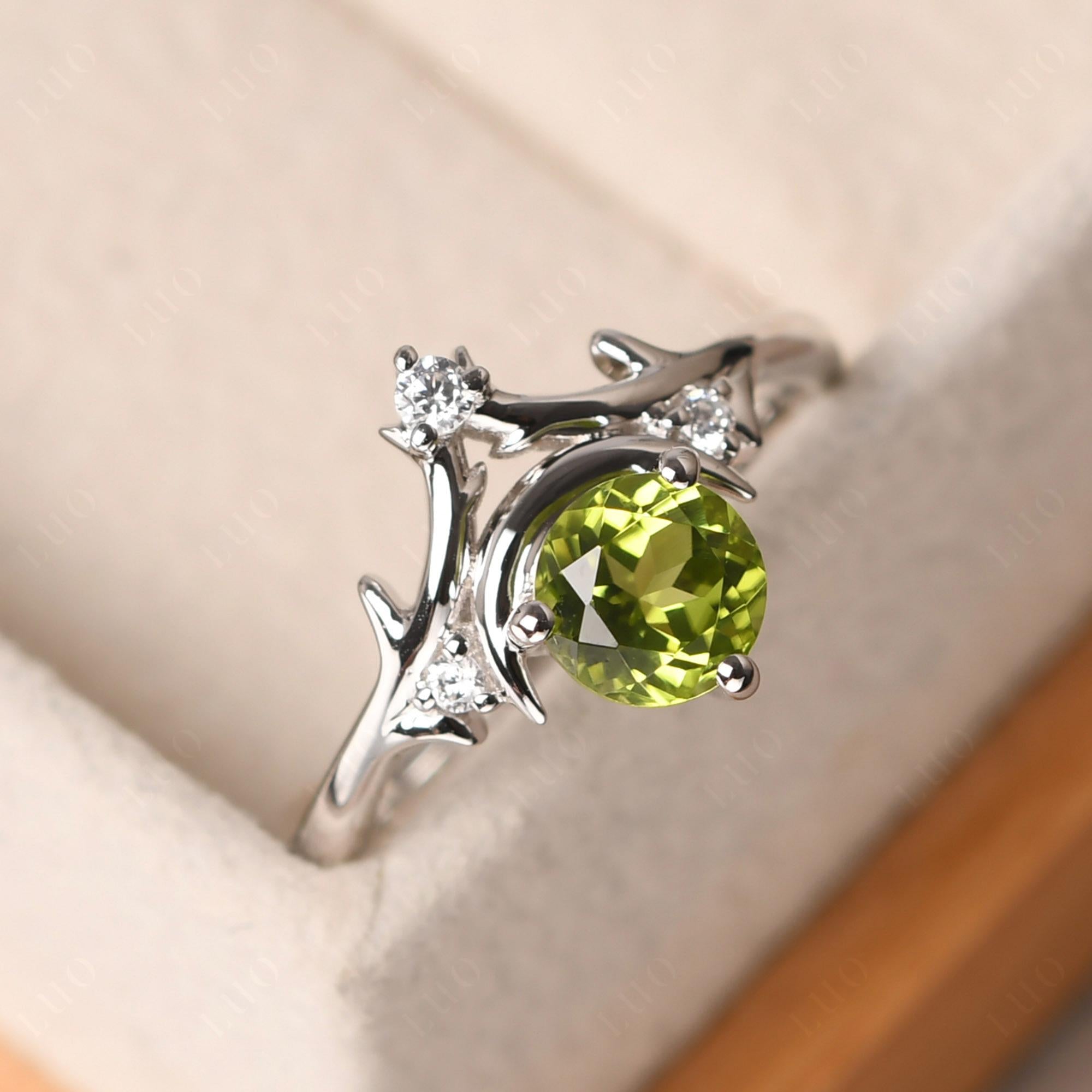 Peridot Star and Moon Engagement Ring - LUO Jewelry