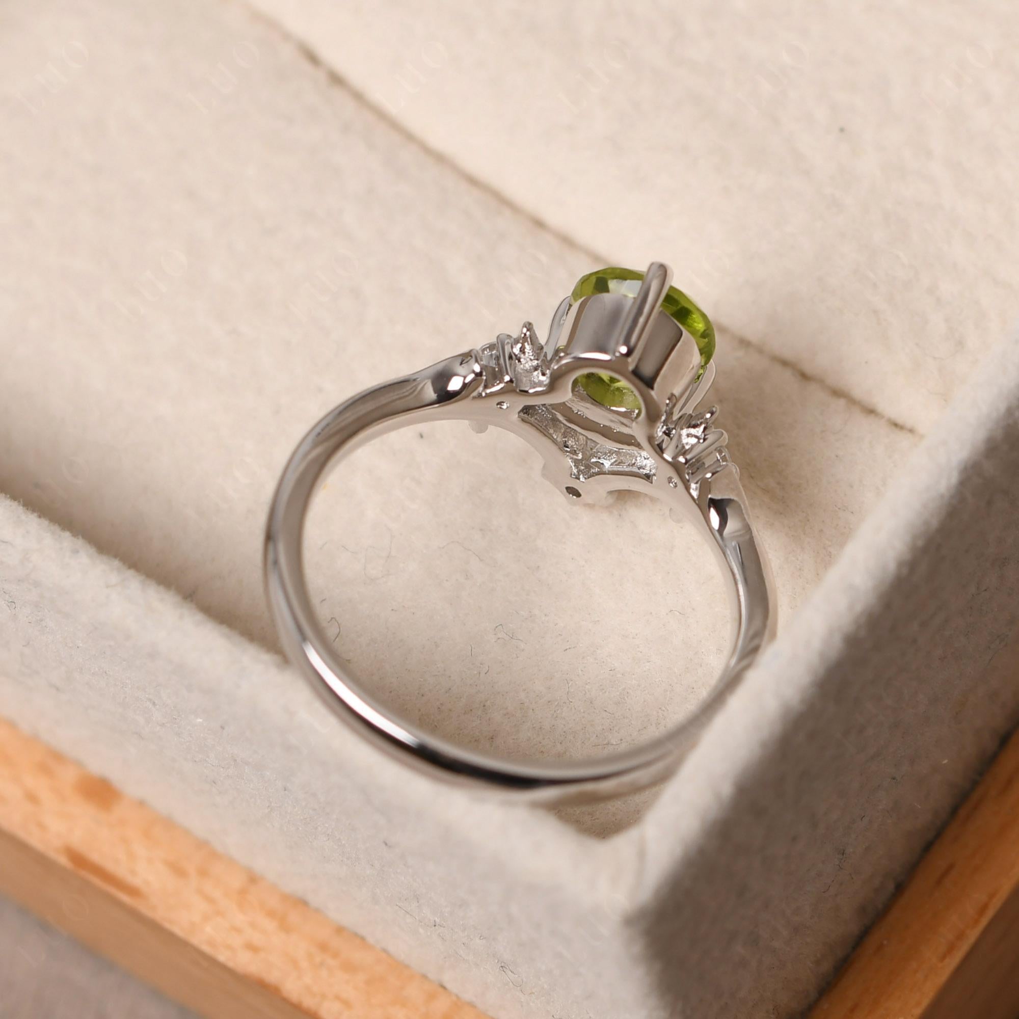 Peridot Star and Moon Engagement Ring - LUO Jewelry