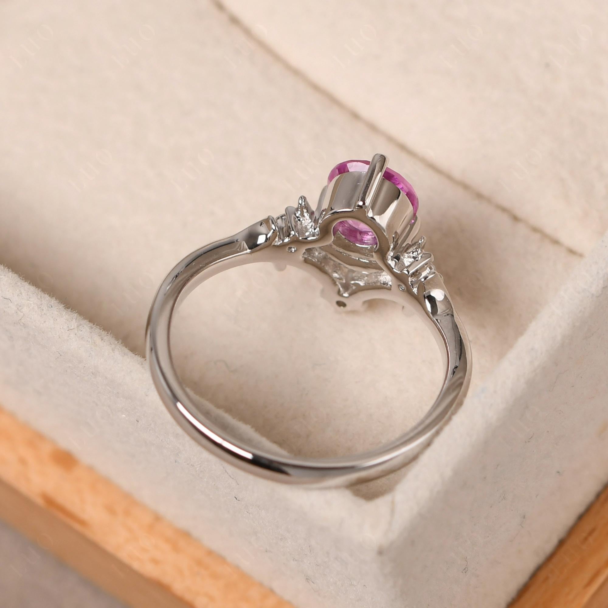 Pink Sapphire Ring with Moon and Star - LUO Jewelry