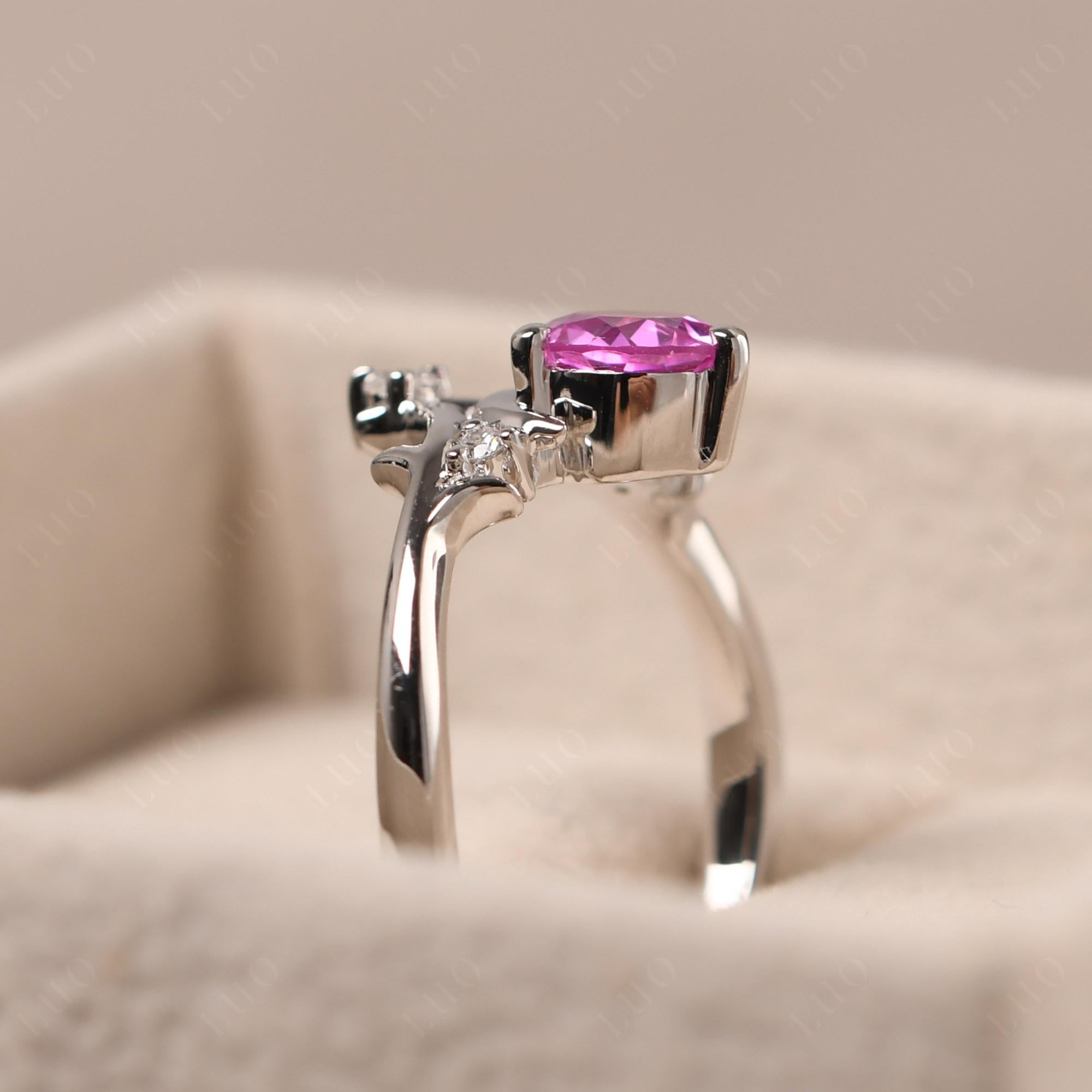 Pink Sapphire Ring with Moon and Star - LUO Jewelry