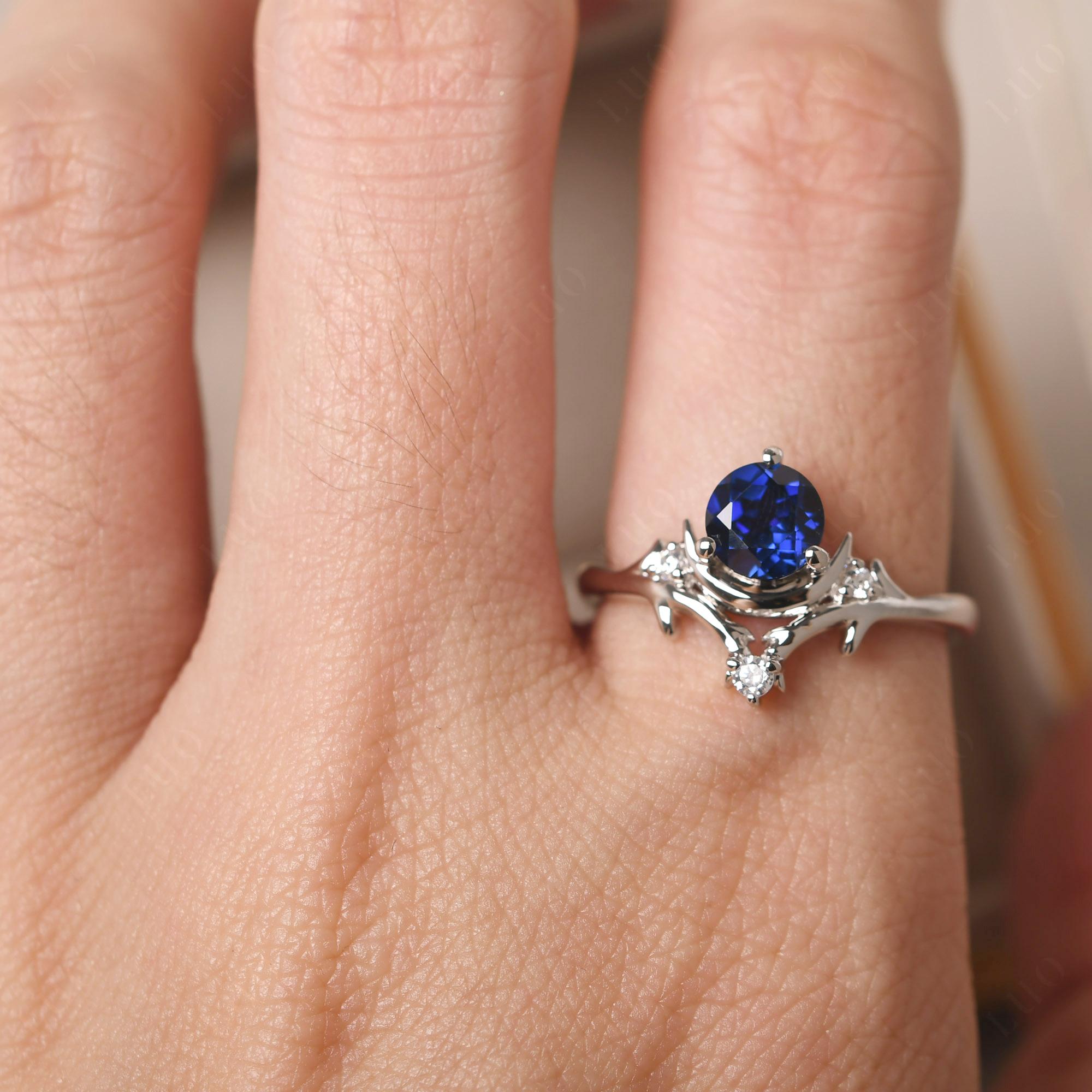 Sapphire Star and Moon Engagement Ring - LUO Jewelry