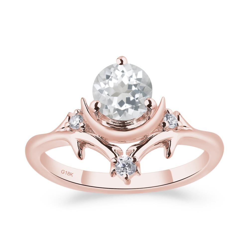 White Topaz Ring with Moon and Star - LUO Jewelry #metal_18k rose gold