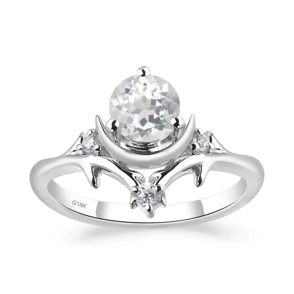 White Topaz Ring with Moon and Star - LUO Jewelry #metal_18k white gold