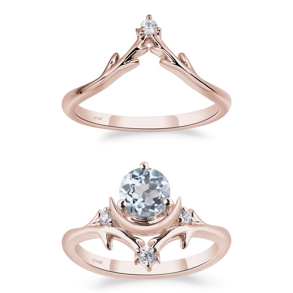 Aquamarine Crescent Moon and Star Ring - LUO Jewelry #metal_xxxxx